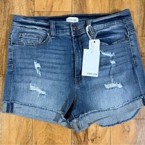 Sneak Peek Distressed Blue Jean Shorts